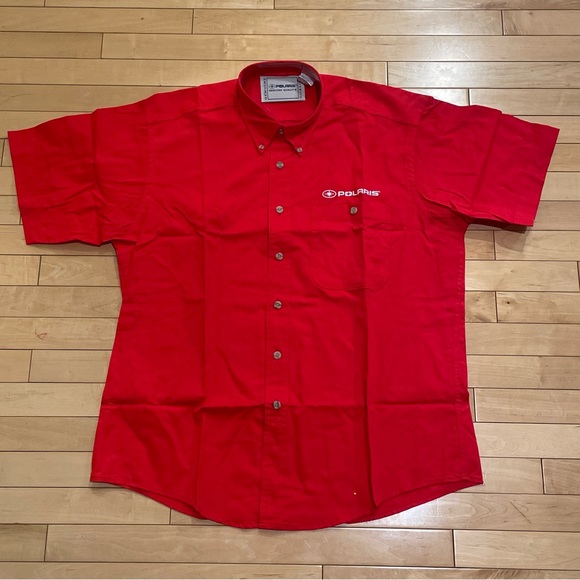 Polaris Red Button Up Shortsleeve Dress Shirt - Picture 2 of 4